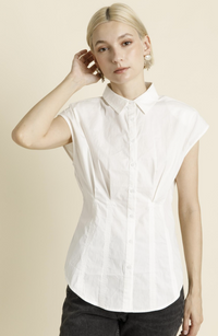 Evelyn Pleated Cap Sleeve Blouse