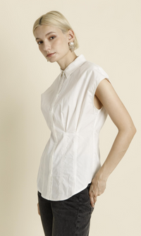Evelyn Pleated Cap Sleeve Blouse