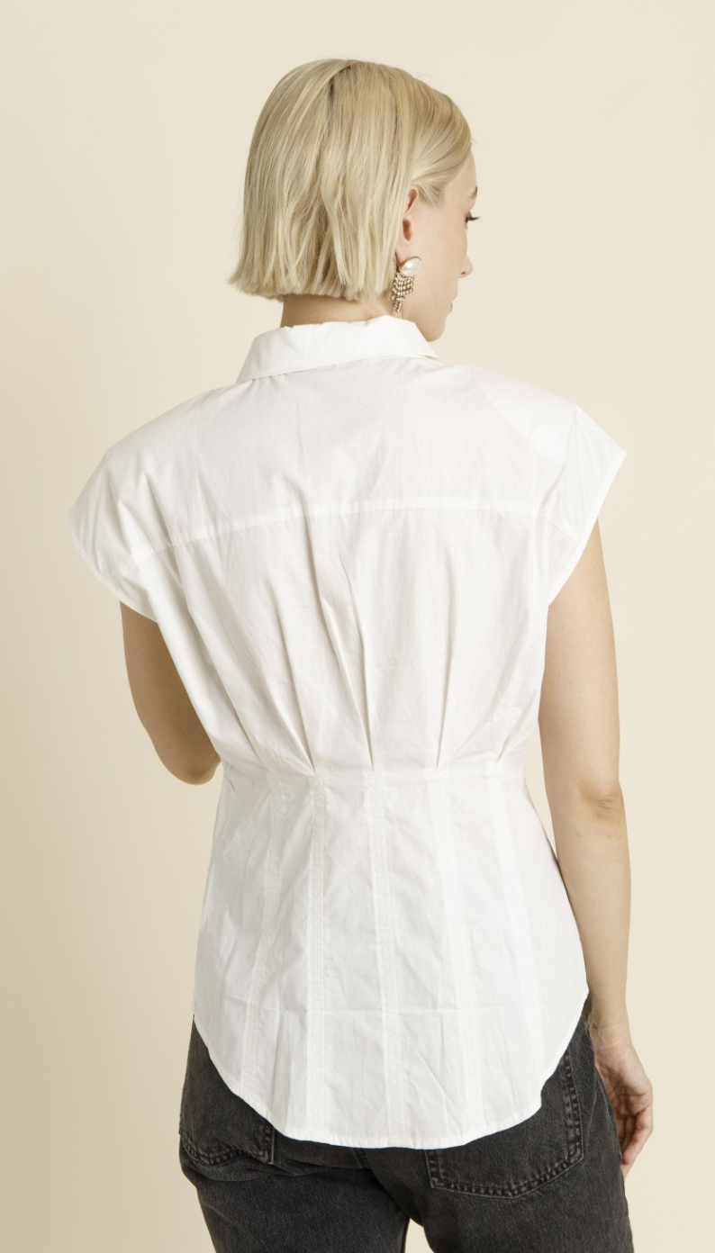 Evelyn Pleated Cap Sleeve Blouse