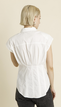Evelyn Pleated Cap Sleeve Blouse