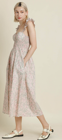 Phoebe  Corset Ruffle Sleeve Midi Dress