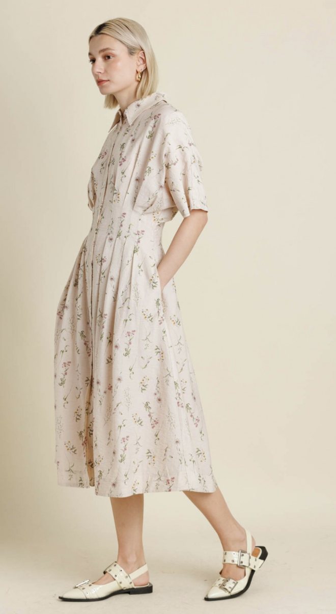 Tiana FLORAL PLEATED MIDI DRESS
