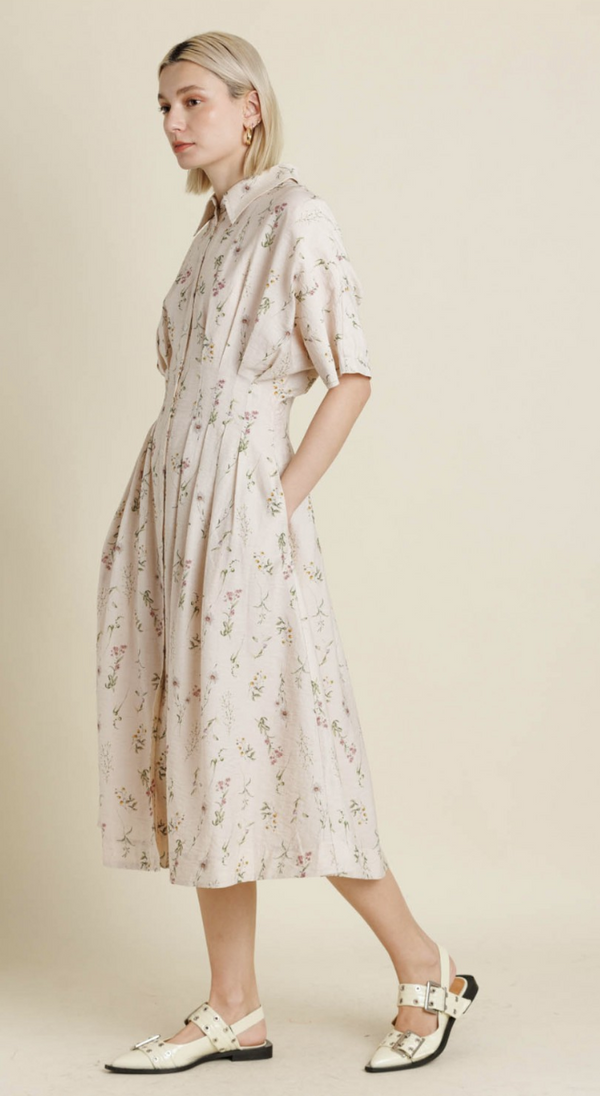 Tiana FLORAL PLEATED MIDI DRESS