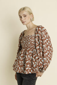 Cecilia SHIRRED PINTUCK PLEAT BLOUSE
