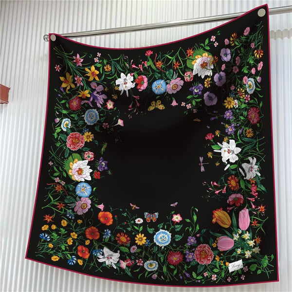 Tulip Floral Twill Silk Women’s Sun Scarf