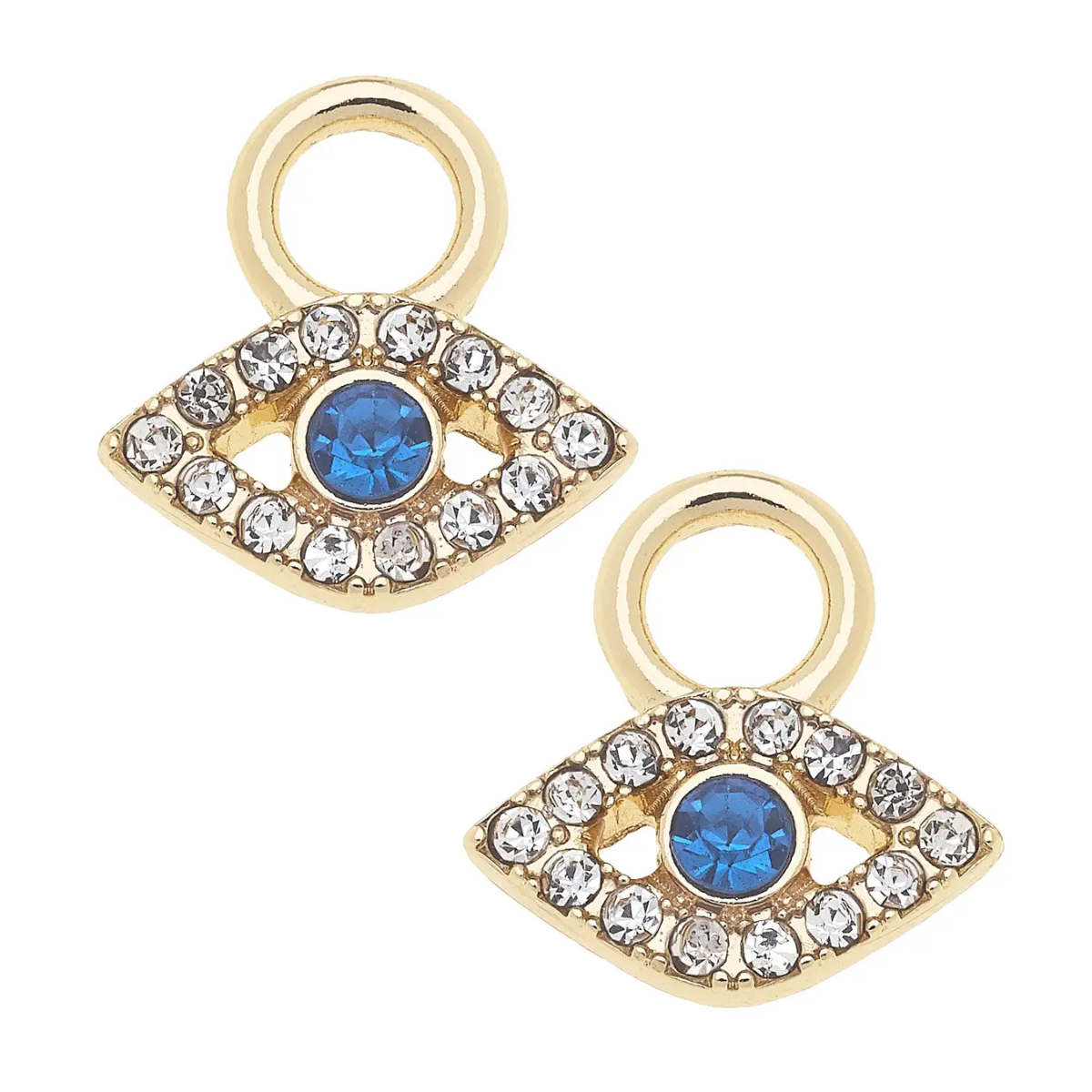 CANVAS STYLE CHARM BAR-Pave Evil Eye Huggie Charm (Set of 2) in Shiny Gold