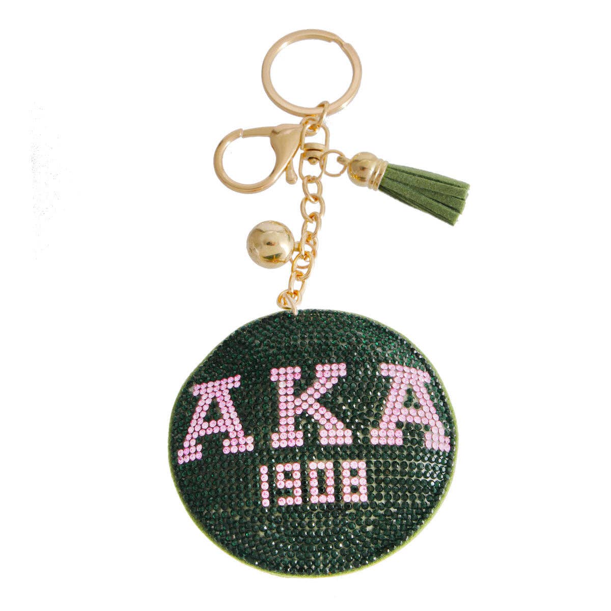 Alpha Kappa Alpha Pink Green Padded Sorority Keychain