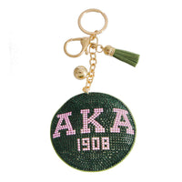 Alpha Kappa Alpha Pink Green Padded Sorority Keychain