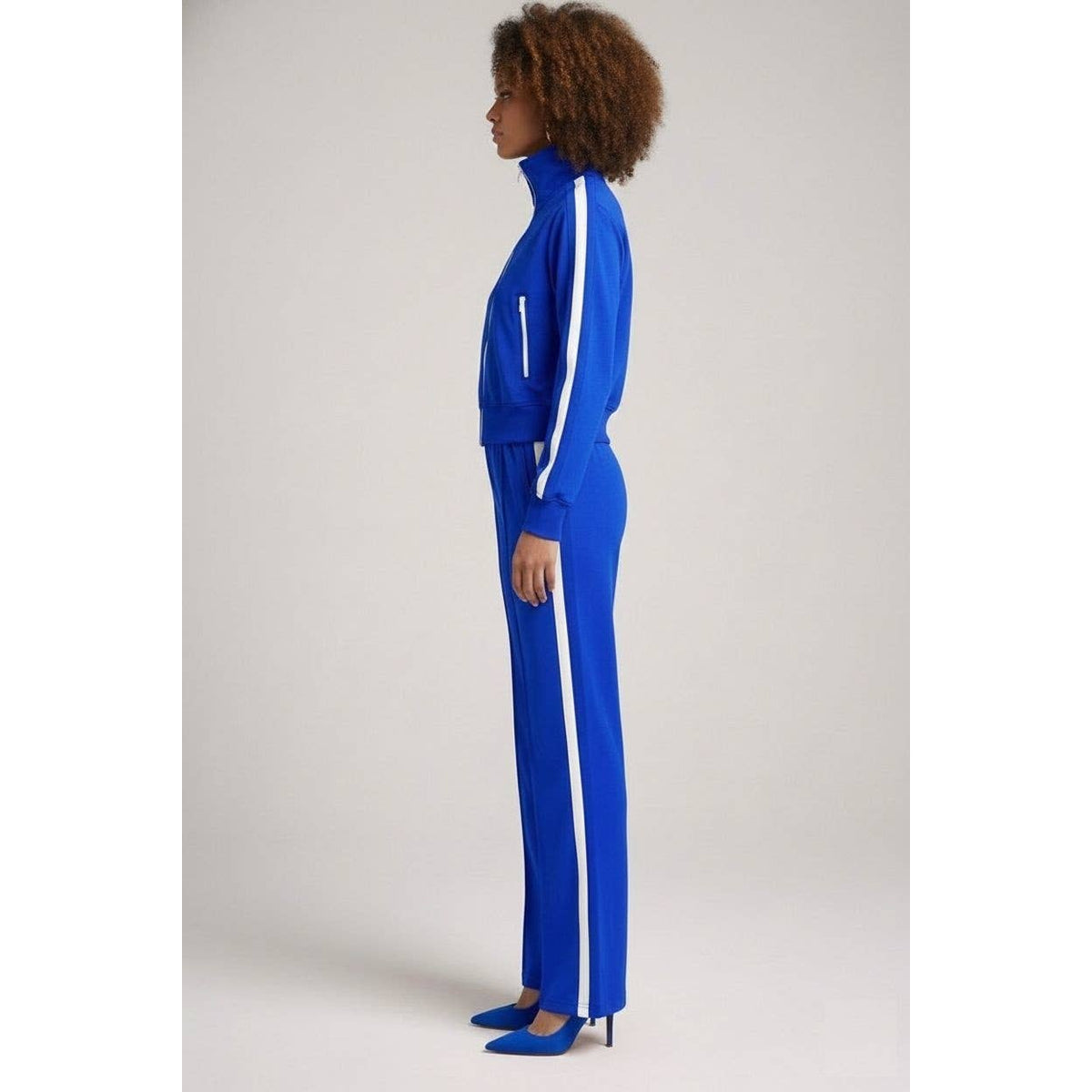 Midnight Stripe Luxe Track Set: BLACK / S-M-L-XL(2-2-2-2)