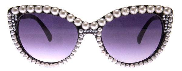 AUNT PEARL - SUNGLASSES: BLACK w/PEARLS