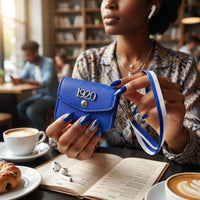 ZPB Blue 1920 Earbud Mini Snap Case with Clip: Blue and White / Multi Tone / 3 x 1 x 2.25 inches