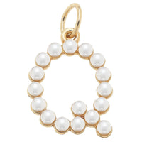 Pearl-Studded Letter Charm in Ivory: P