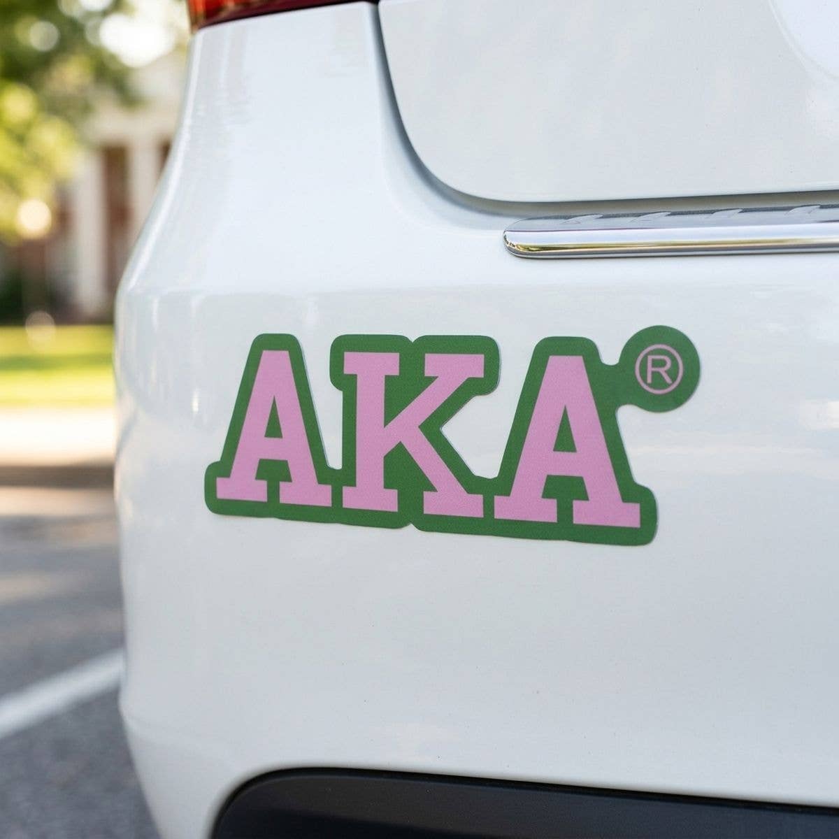 Alpha Kappa Alpha Greek Letter Car Bumper Magnet: Pink and Green / Multi Tone / 2.55 x 7.75 inches