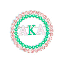 Brooch Pink Green AKA Round Pin for Women: Pink and Green / Rhodium / 2 inches