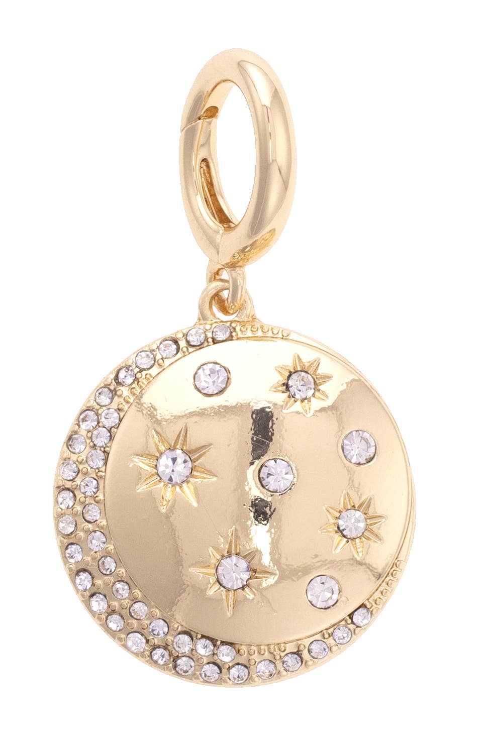 Canvas Style Charm Bar-Rhinestone Celestial Coin Pendant Charm in Shiny Coin