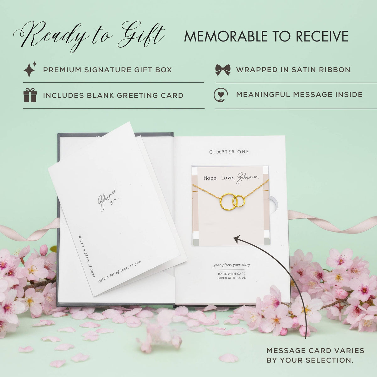 Boss Appreciation Gift - 2 Ring Necklace Gold or Silver: 14k Gold Vermeil