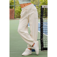FLEECED TERRY FLOW JOGGER PANTS: Peach Pink / S-M-L(2-2-2)