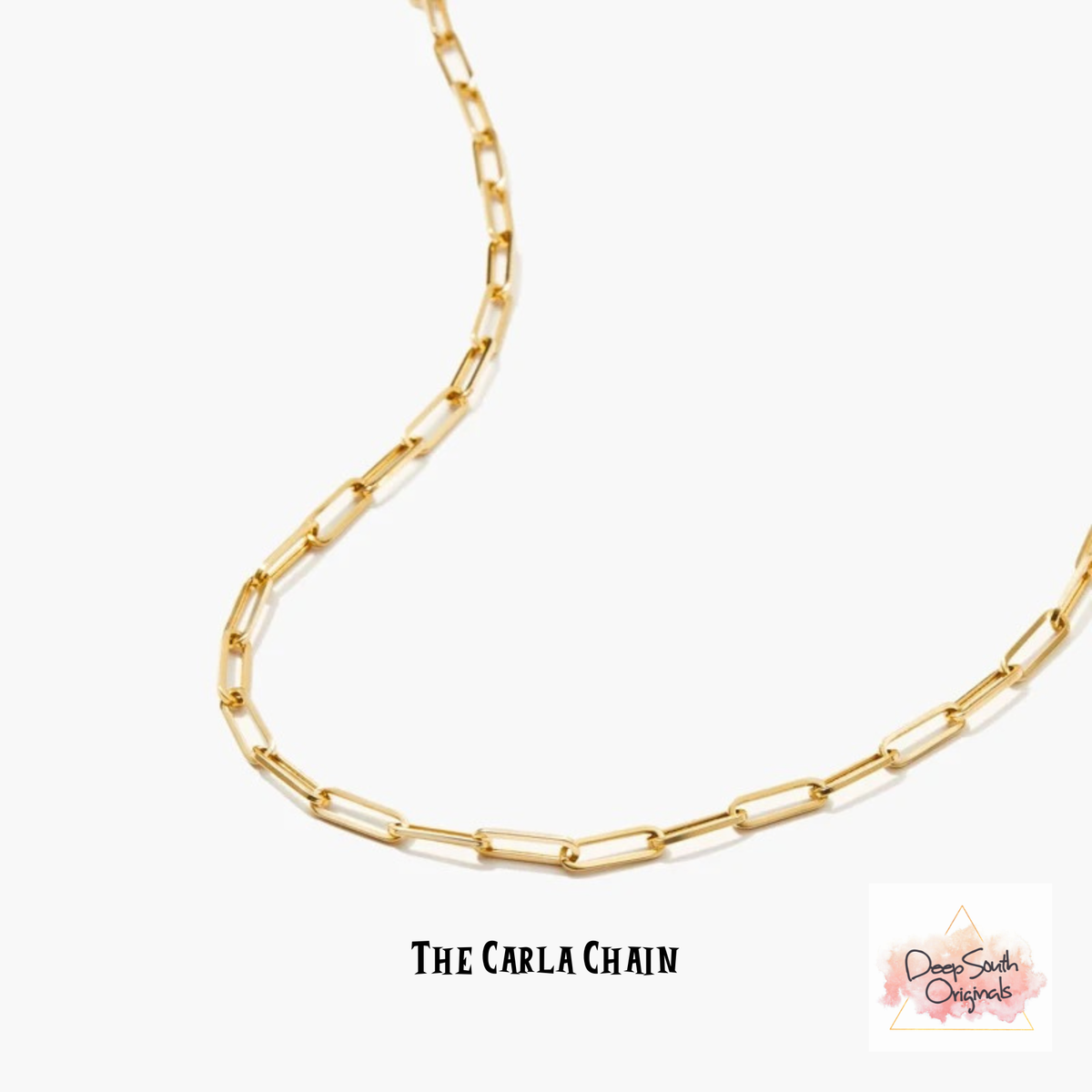 "Karlie Necklace" ~ 18k GP Paperclip Chain with Lock : 18in. + 2in. ext.