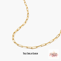 "Karlie Necklace" ~ 18k GP Paperclip Chain with Lock : 18in. + 2in. ext.