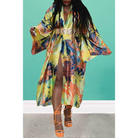LONG SLEEVE FRONT OPEN KIMONO: ORANGE / ONE SIZE(3)
