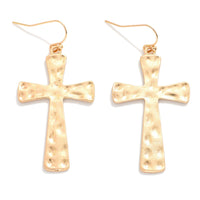 Becky Hammered Metal Cross Drop Earrings