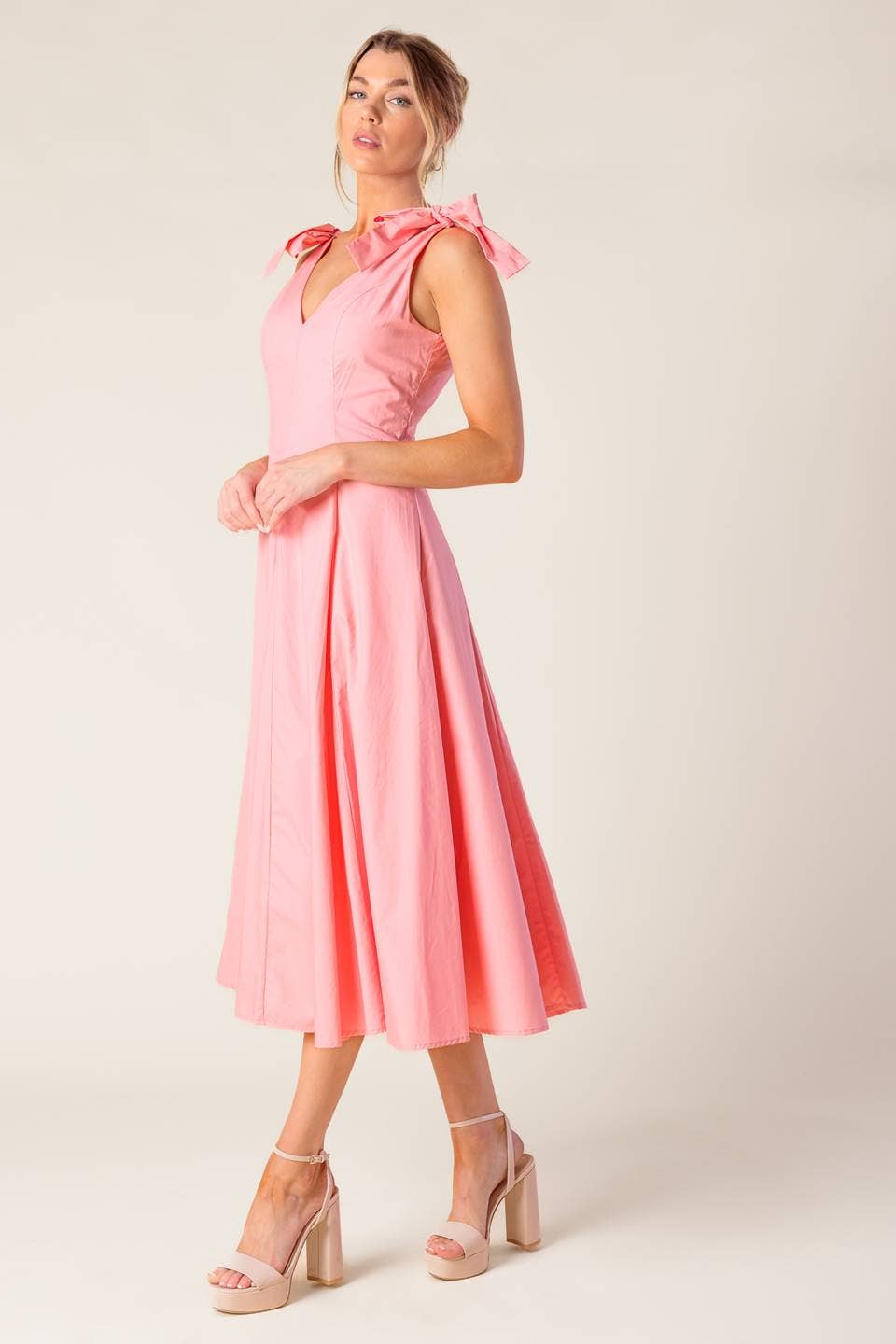 A solid woven midi dress - ID22465: PEACH / Contemporary / M