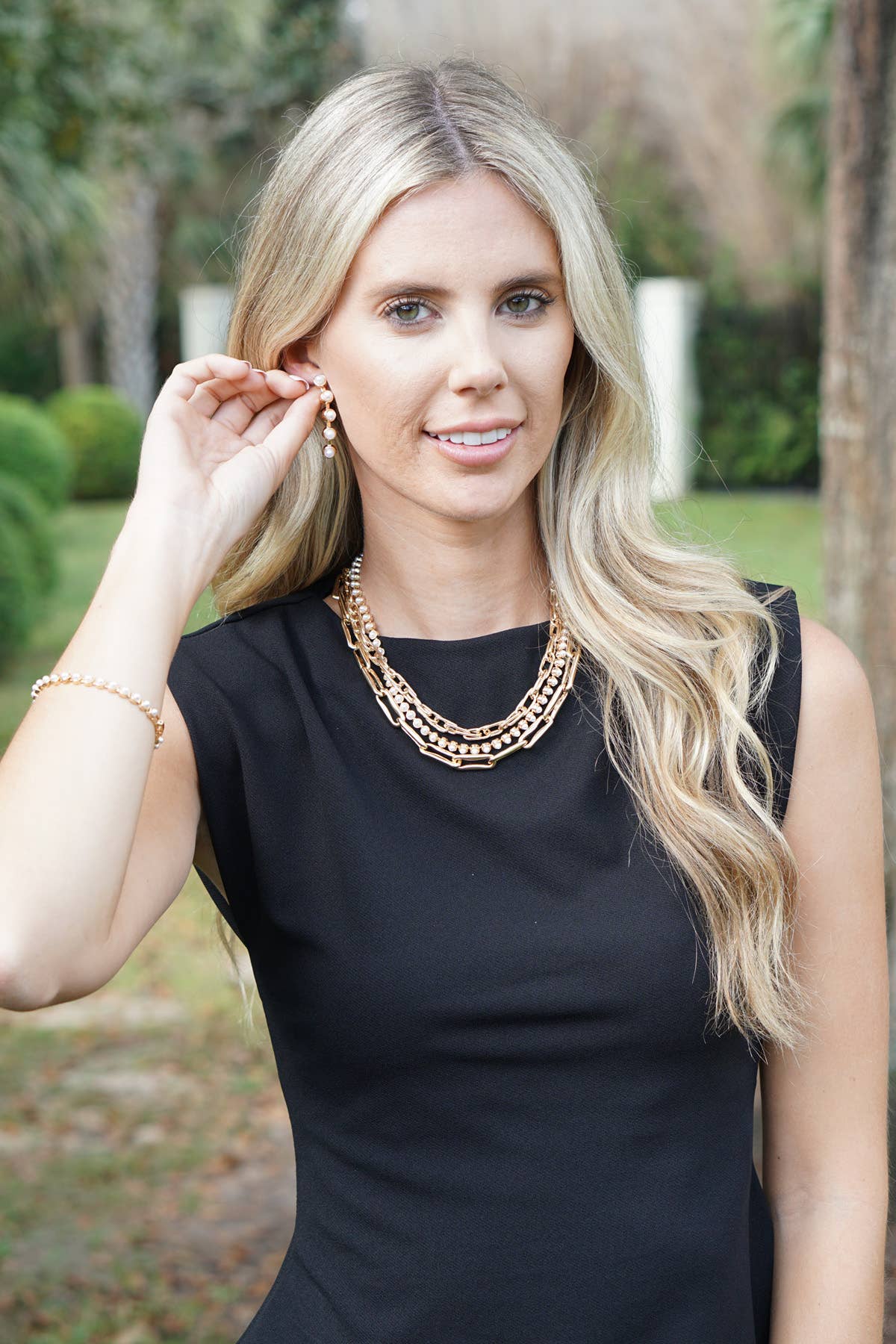 Ivy Pearl Linked Earrings in Ivory