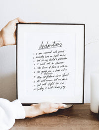 8x10 Declarations: Print with banner wood