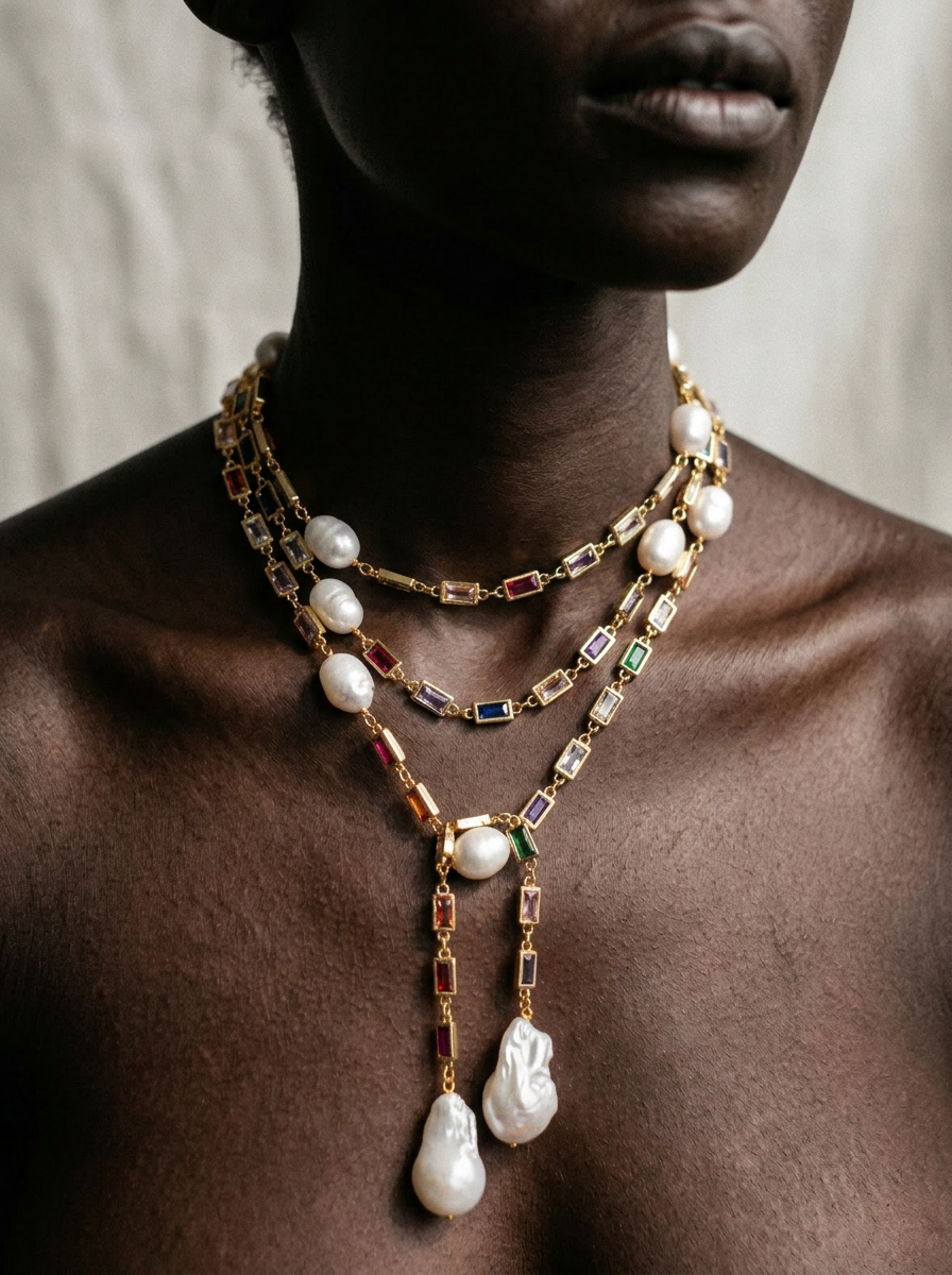 Divine Pearl Layered Lariat Necklace: All Set