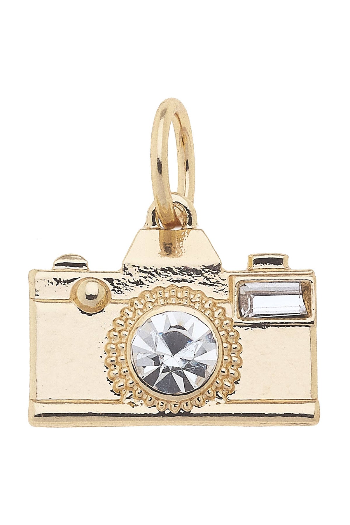 CANVAS STYLE CHARM BAR-Rhinestone Camera Charm in Shiny Gold