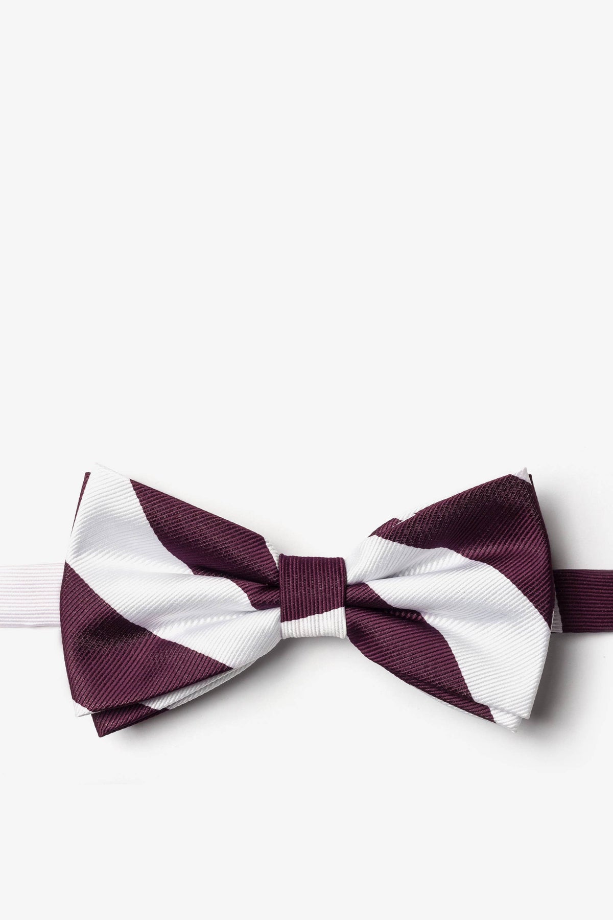 Maroon and White College Collegiate Stripe - School Colors: Self-Tie Bowtie