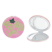 AKA Sorority Pink Pretty Girl Mirror Compact: Pink / Rhodium / 3.15 inches