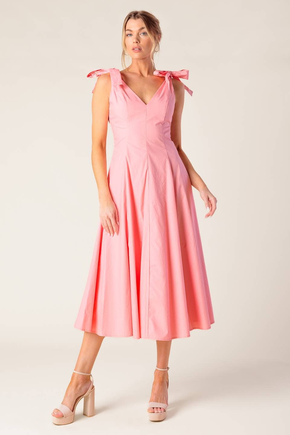 A solid woven midi dress - ID22465: PEACH / Contemporary / M