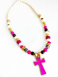 Cross Necklaces: Black Dot