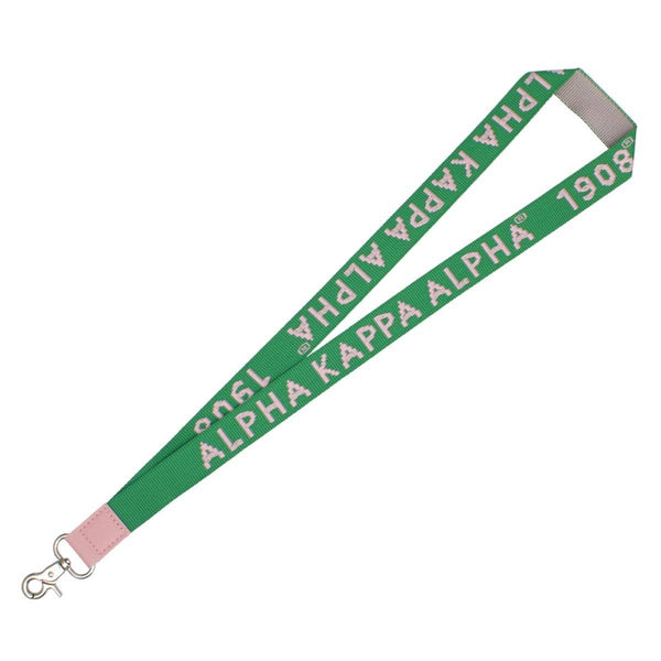 AKA Green Canvas Lanyard ID Badge Clip Women: Color: Green / Plating: Rhodium / Size: 38 x 1 inches