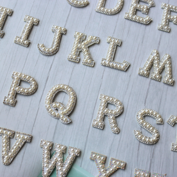 Pearl Rhinestone Letter Patches A to Z