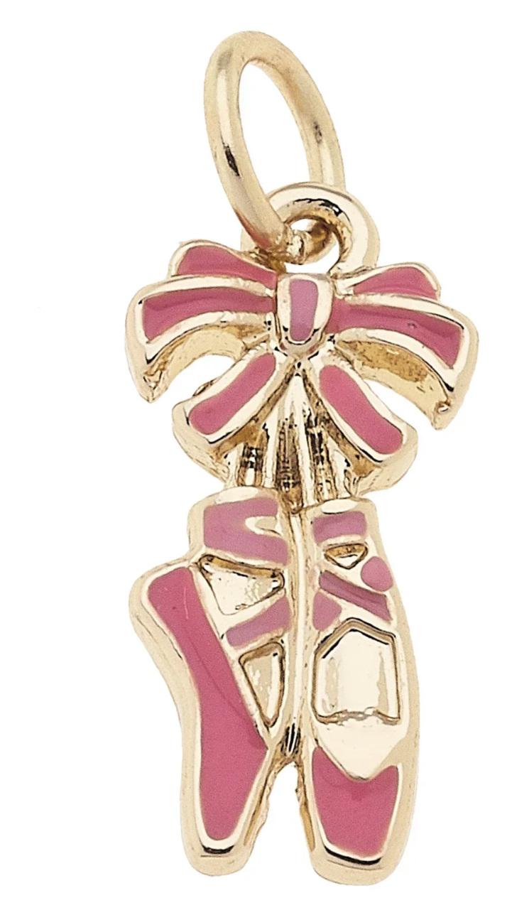 Canvas Style Charm Bar-Ballet Enamel Pointe Shoes Charm in Light Pink