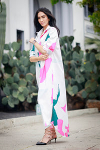 Long Sleeves Maxi Shirt Dress: Maroon / Medium
