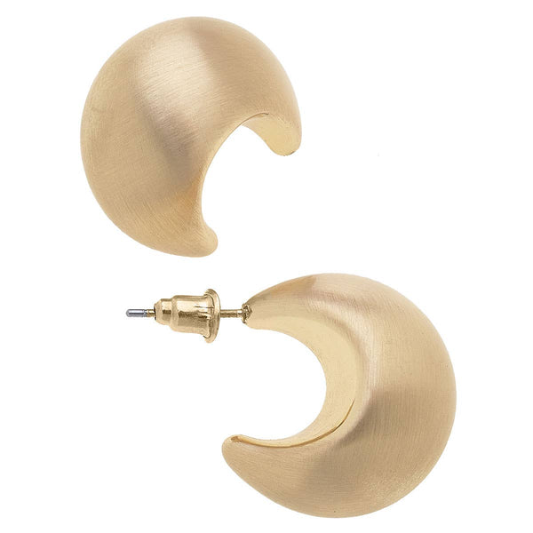 Icon Tapered Puff Hoop Earrings: Satin Silver or Satin Gold