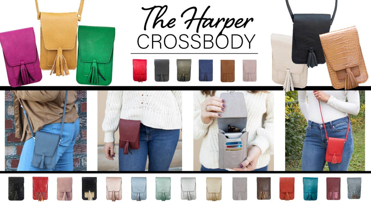 Harper Crossbody: Black Croc