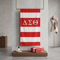 DST Red and White Microfiber Stripe Beach Towel