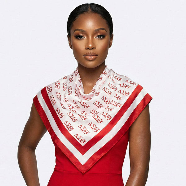 Delta Sigma Theta Sorority  Red and White Greek Square Sorority Scarf