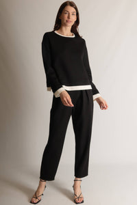 P. CILL Butter Modal Contrast Border Top: Black/Ivory / Large