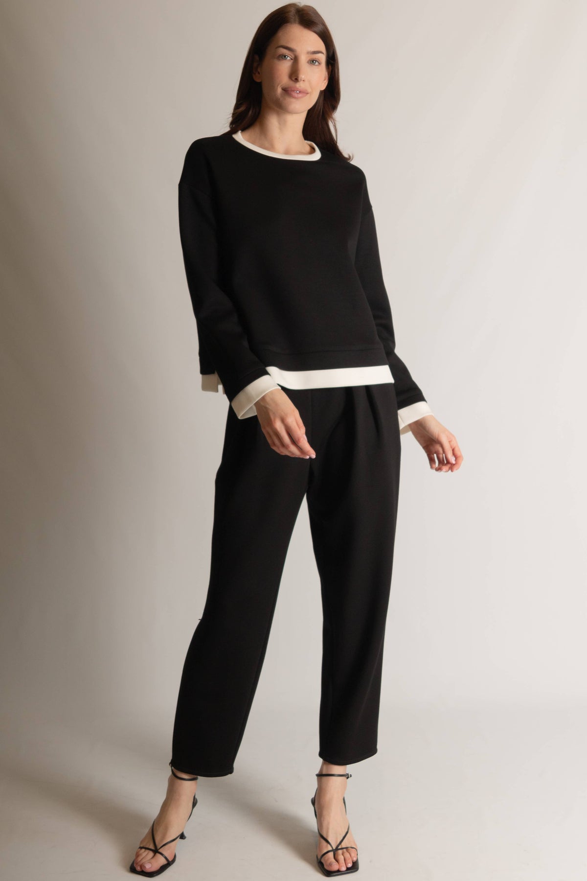 P. CILL Butter Modal Contrast Border Top: Black/Ivory / Small