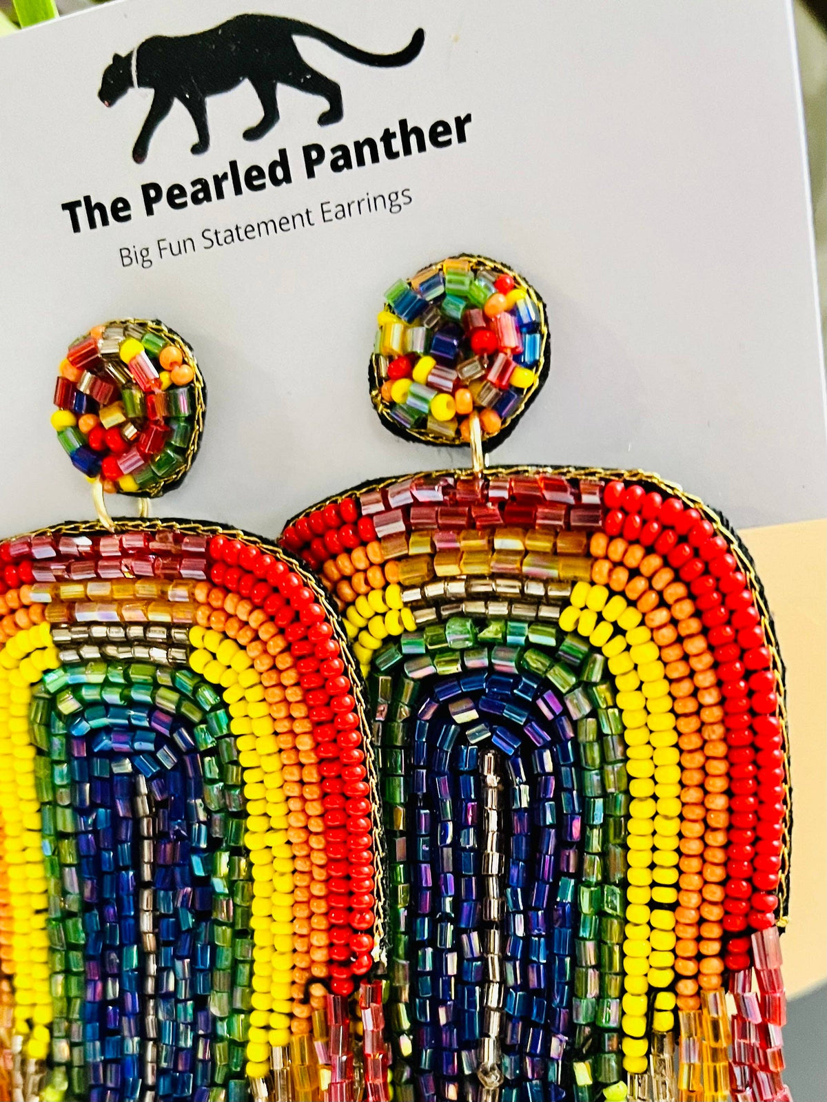 Rainbow Beaded Statement Earrings Pride Colorful Nature