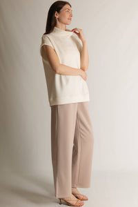 P. CILL Butter Modal Mock Neck Capped Sleeve Top: Black, Taupe  or Navy