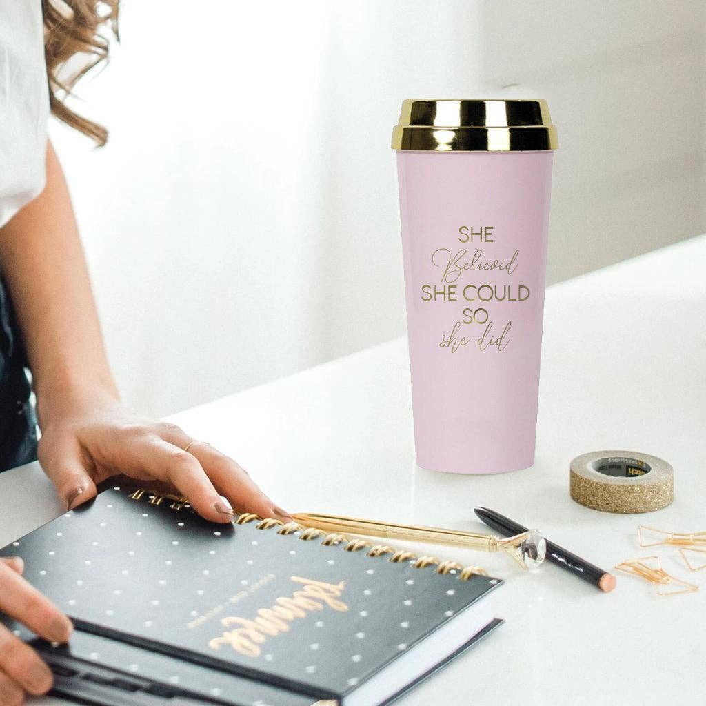 She Believed She Could Travel Mug: Pink