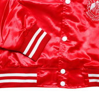 DST Greek Apparel Cropped Satin Varsity Jacket