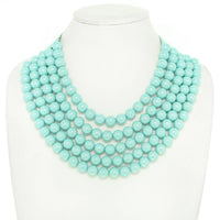 BLING METALLIC COLOR BEADED NECKLACE FAUX LEATHER MAGNETIC: Blue