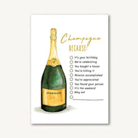 Champagne Because Checkboxes Greeting Card